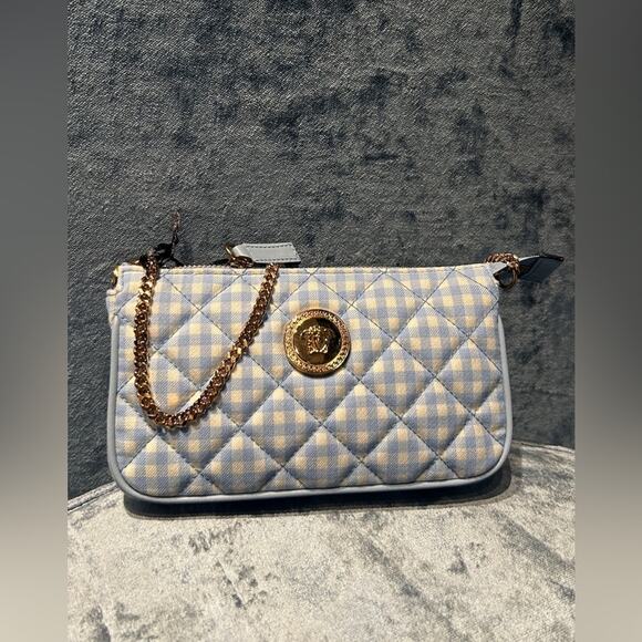 Versace Medusa Quilted Leather Red Shoulder Bag NWT Checkered Quilted Chain Bag - Picture 1 of 6